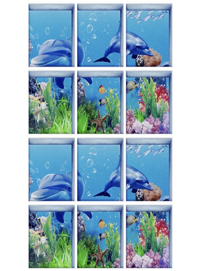 ZUYYON 12 Pcs Bathtub Non-Slip Stickers Stereoscopic Anti-Slip Shower Bath Tub Decals Self Adhesive Sea Themed Bathtub Appliques Shower Floor Mat Sticker Bathroom Decor(Underwater World) - Image 1